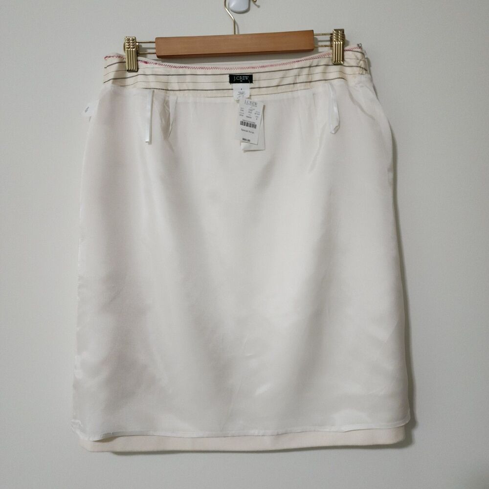 NWT J Crew Factory Womens Soft Wool Straight Skirt Ivory Lined Big Buttons Sz 8 - Picture 7 of 9
